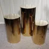 3 pezzi di matrimonio Shinny oro plinti rotondi piedistalli cilindrici supporto per torta sfondo altro Bakeware256z