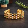 Bracelets à maillons en pierre de Zircon scintillante pour femmes, manchette de luxe, couleur or jaune 18K, Vintage, bohémien, tendance, bijoux fins