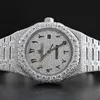 Relógios de pulso hip hop diamante relógio redondo corte todo o tamanho personalizar VVS1 relógio de diamante artesanal para homens diamante watch2778
