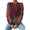 Damesblouses Dames Doorzichtige mesh Lange mouw Chiffon overhemd 2024 Elegant O-hals Pullover Slanke blouse Dames Kantoor Informeel Comfortabel