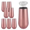 Water Bottles 8 Packs Stemless Champagne Flutes Wine Tumbler 6 OZ Double-Insulated With Lids Unbreakable Cocktail Cups