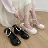 Jurk Schoenen Boog Kraal Mary Janes Hoge Hakken Vrouwen Lolita 2024 Lente Chunky Elegante Sandalen Mode Retro Mujer Zapatos Pompen