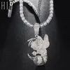 Hip Hop Iced Out Bling Cubic Zircon CZ Bean Necklaces &Pendants For Men Jewelry With Tennis Chain Y1130267C