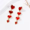 Dangle Ohrringe 2024 Trendklassiker langer Quaste Love Heart Vintage Rotkristallharz herzförmiger Tropfen für Frauen Schmuck Geschenke