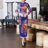 Abbigliamento etnico Colletto semi-alzato Cheongsam Abito retrò da donna Elegante stampa floreale in stile nazionale cinese