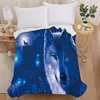 TOP QUAILTY 3D Decke Wolf Tier Blau Schwarz Design Pferd Weicher Wurm für Betten Sofa Plaid Stoff Klimaanlage Reisen328w