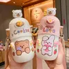 Bottiglia termica per orso Kawaii da 500 ml Bottiglia per acqua in paglia per bambini carina Bottiglie per bevande termiche per ragazze in acciaio inossidabile isolata 21101266O