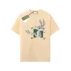 2024 Pure Cotton Classic Summer Fashion Brand Short sleeved T-shirt Cartoon Rabbit Print Unisex Loose Top 10 Colors