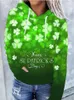 Futro kobiet 2024 Wydrukowane 3D St. Patrick Irish Festival Clover Clover Hooded Sweter