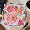 Servet Restaurant Luxe Kleurrijk Afdrukken Papier Rose Huishoudelijk Monddoekje 33cm Gezichtsdoekje 20 stks/pak