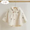 Chaquetas para bebés, niños y niñas, Otoño Invierno, capas con capucha bordadas de algodón, chales para salir a mantener el calor, capas de felpa para niños