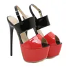 Sandali Lady 17cm Nero Rosso Décolleté con tacco alto Scarpe sexy con plateau open toe Summer Night Party Donna femminile