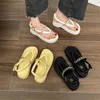 Sandalias Mujer Clip Toe Flip-Flops Marca para 2024 Verano Cadena de metal Zapatos de suela gruesa Moda Damas Vestido Diapositivas