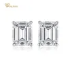 Stud Wong Rain 925 Sterling Argent Taille Émeraude Créé Moissanite Pierres Précieuses Diamants Or Blanc Boucles D'oreilles Fiançailles Fine Jewelry315O