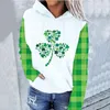 Futro kobiet 2024 Wydrukowane 3D St. Patrick Irish Festival Clover Clover Hooded Sweter