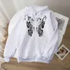 Trui met ritssluiting en vlinderskeletprint Casual vest met capuchon Street Fashion jas met ritssluiting