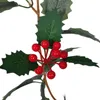 Decorative Flowers 1pc Artificial Holly Berry Rattan Simulated Red Fruit Clusters Vine Christmas Tree Garland Fake Plant Branch Garden