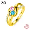 Brochettes SG SG 2019 Nouvelle bague Sier Sier pour femmes Bijoux de pierre d'anniversaire de mode personnalisée pour cadeaux