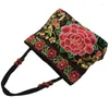 Sacs de soirée 2 pcs style chinois femmes sac à main broderie ethnique été mode fleurs à la main dames fourre-tout épaule cross-body rouge pe