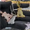 A-Z litery Spike Wisiant Charm Men ’Women Hip Hop Biżuteria z 3 mm 24 cali złoty srebrny różowy złoto łańcuch linowy 251M