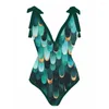 Bikini imprimé vintage de maillots de bain pour femmes Ensemble de maillot de bain sexy de la taille haute de la taille haute