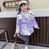 다운 코트 어린이 재킷 도매 소녀의 중간 길이 아기 후드 스탠드 업 칼라 열 위장