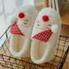 Slippers European American Christmas Plush Cotton For Women's 2024 Winter Warm Bag Cartoon Anti Slip Thick Sole Home