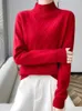 女性用セーターメリノウールセーター太い女性秋の冬のプルオーバーOネック長袖カシミアニットウェア女性ベーシックボトムシャツ