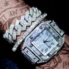 Iced out relógios femininos pulseira de ouro senhoras pulso luxo aaa strass cubano link corrente relógio bling jóias 2208222450