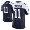 Aangepaste voetbalshirts Dallas''Cowboys''Men 13 Michael Gallup 4 Dak Prescott 88 CeeDee Lamb 11 Micah Parsons 90 Demarcus Lawrence Dames Jeugd Blauw Limited Jersey