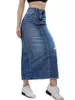 Jupes 2024 Printemps Femmes Taille Haute Ripped Denim Jupe Mode Slim Long Jeans Casual Dames Vêtements S-2XL