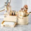 Förvaringslådor Makeup Brush Holder 360 grader Roterande utrymme Saving Display Organiser Badrum för läppstift hudvårdsprodukter