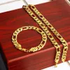 heavy 12MM 18K Yellow Solid Gold Filled Men's Bracelet Necklace 23 6 Chain Set Birthday Gift267o