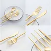 24pcs Upscale Gold Dinnerware Stainless Steel Tablewaret Knife Fork Coffee Spoon Flatware Set255W