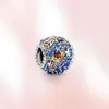 Real Sterling Sier Charm Saturn Bead Galaxy Cz Zircon Pendant Fit Original Bracelet For Women Jewelry Love Gift