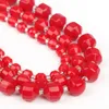 Löst ädelstenar 6 8 10mm Imitation Red Coral Natural Stone Facetterade pärlor olivformspärl för smycken DIY Making Armband Halsband