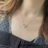 Designer Brand Tiffays Love Necklace 925 Sterling Silver Plated 18K White Gold Full Diamond Medium Heart Pendant Collar Chain Precision High Version