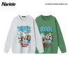Heyhenry Sailor Group Photo Lettersed Print Trendy Brand Round Neck Hong Kong Flavory Bersatile Couple Sweetheart Trend
