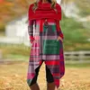 Lässige Kleider Digitaldruck Sweatshirt Retro Kleid Colorblock Schalkragen Damen Midi mit Unregelmäßig