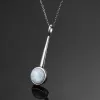 Hängen Ny lista S925 Sterling Silver Pendant Necklace Stora runda 10mm Moon Stone Geometric Necklace Engagement Party Gift