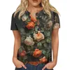 Women's T Shirts 2024 Trendy Vintage Short Sleeve Top for Women Ladies Casual Three Quarter Button Collar T-shirt BLOUSE ROPA ESTETIC