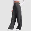 Calça esportiva forrada de lã com bolso feminino, calça larga e reta com perna inferior, calça esportiva para corrida, treinamento, cintura alta, yoga