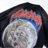 Hellstar 24ss дизайнерские мужские и женские футболки в стиле хип-хоп Hellstar Studios Full Moon Tee Wash Wolf Head Full Moon Print Short 14523