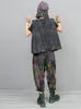 Kadın Pantolon 2 adet kadın patchwork için bahar seti seti seti set vintage tasarım kolsuz üstler harem pantolon conjunto de mujer