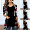 Damesblouses Herfst en winter Halflange tops Gedrukt Splitsen Decoratie Los Casual