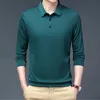 Sonbahar Uzun Kollu Tshirt Erkekler Golf Giyim 2023 Sıradan İş Polo Gömlek Kavur Katı Düz ​​Gömlek 240119