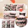 Kudde Silk Pillow Case Pack Valentine's Day Exclusive Heart Print Cover Love Mönster och Text Throw Covers