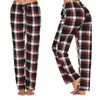 Leggings femininas calças de pijama soltas femininas all-matched alta elasticidade moda xadrez algodão senhoras pijamas calças sono