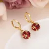 Queen Red Color Zirconcz Pendant Earring Bridal Wedding Jewelry Set med Fine Gold G F Halsband Set Women Girls302V