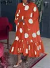 Casual Dresses Vonda Elegantes Bürokleid Frauen Sexy Polka Dot Gedruckt 2024 Langarm Party Sommerkleid Vintage Rüschen Vestidos